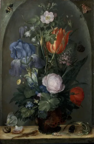 Bouquet of flowers with two Lizards
