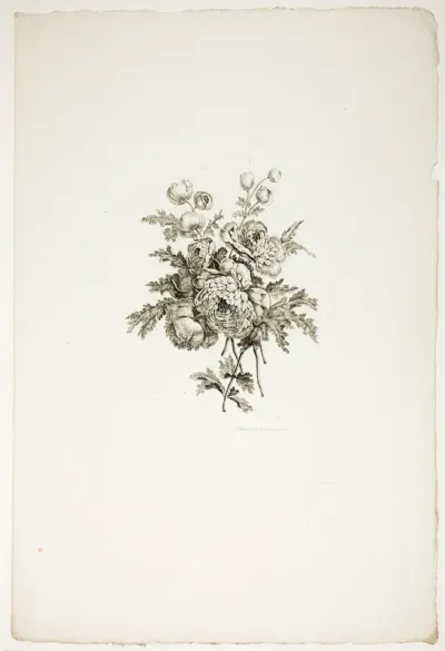 Bouquet with Peonies, from Collection of Different Bouquets of Flowers, Invented and Drawn by Jean Pillement and Engraved by P. C. Canot