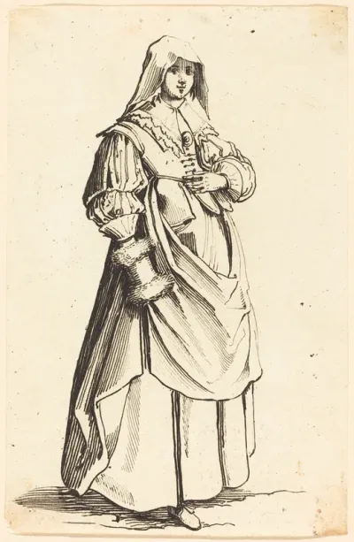 Bourgeoise with Muff, Facing Right