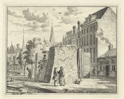 Bouwmatrialen op een kade