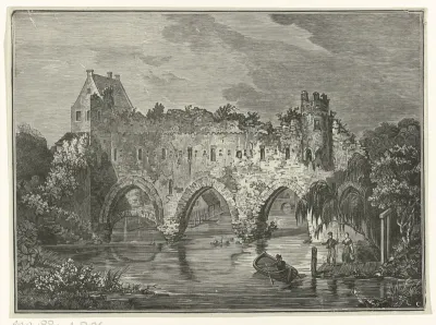 Bouwval van de walmuur over de rivier de Berdeel te Zutphen