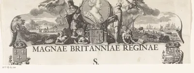 Bovenste fragment van een allegorie ter ere van koningin Anna in het bereiken van de Vrede van Utrecht, 1713