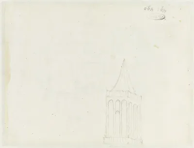 Bovenste geleding en spits van een gothische kerktoren