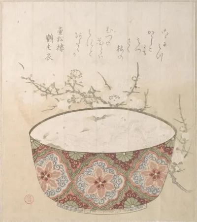 Bowl with White-Baits and Plum Blossoms