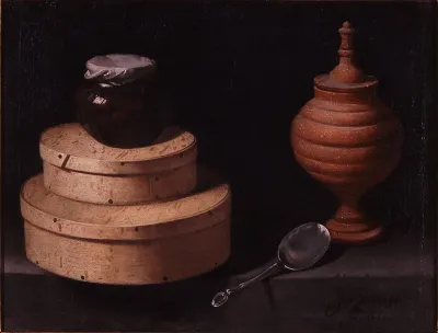 Boxes and glass with sweets