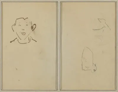 Boy's Face; Two Sheep [verso]