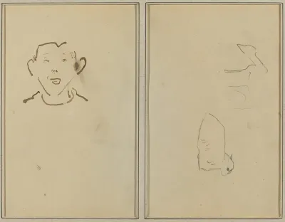 Boy's Face; Two Sheep