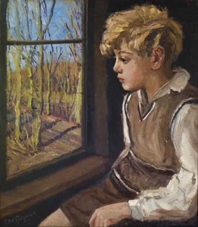 Boy Sitting at Window.