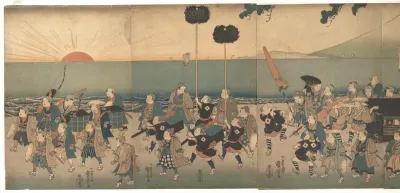 Boys Play-acting a Daimyo Procession