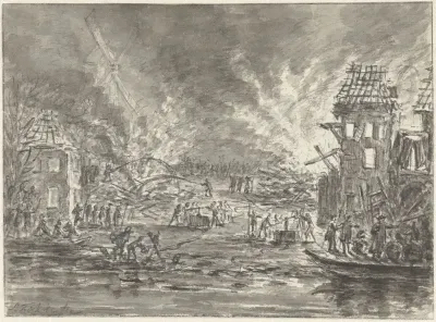 Brand bij de Raampoort te Amsterdam aan lijnbaan Het Speeljagt, 1761