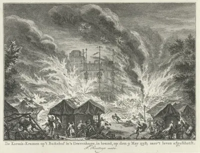 Brand in de kermiskramen op het Buitenhof te Den Haag, 1758
