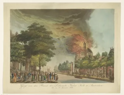 Brand in de Nieuwe Lutherse Kerk op het Singel in Amsterdam, 18 september 1822