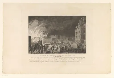Brand op de Pont Neuf in Parijs