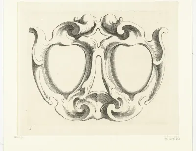 Brede cartouche met twee hartvormige compartimenten
