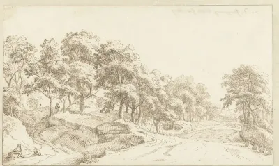 Brede weg in een landschap met bomen bij Hamburg