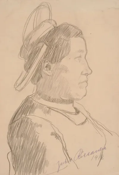 Breton Woman Wearing a High Headdress