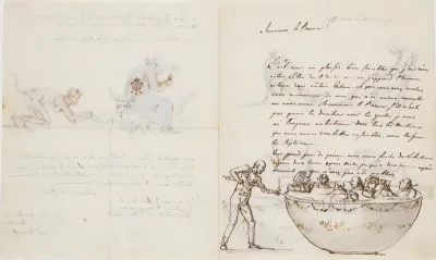 Brev til Baron de Geer med tegninger (verso)