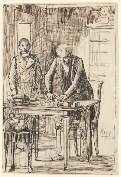 Brevet forsegles, mens tjeneren venter