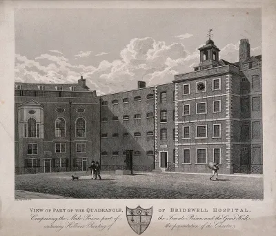 Bridewell Hospital: a corner of a courtyard