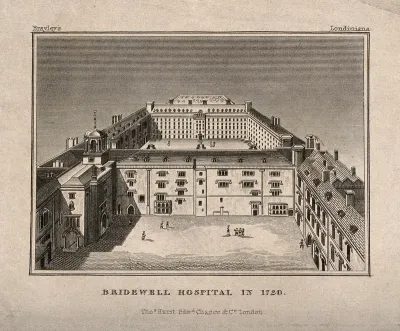 Bridewell Hospital, London: an aerial view in 1720