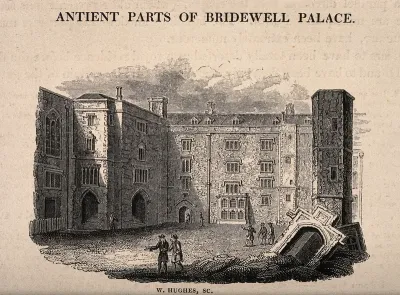 Bridewell Hospital: part of the courtyard with ruins on the right