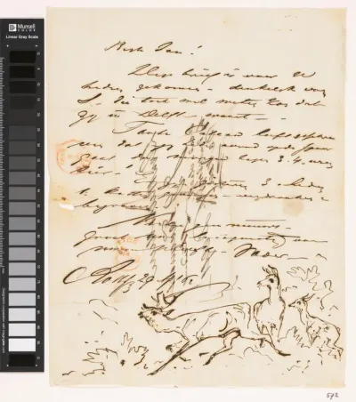 Brief van Johannes Tavenraat met schets van herten