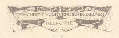 Briefhoofd van de redactie van het Tijdschrift voor Vercieringskunst