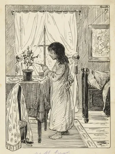 Brieflezend meisje in een interieur