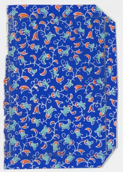 Bright blue sheet with vine pattern