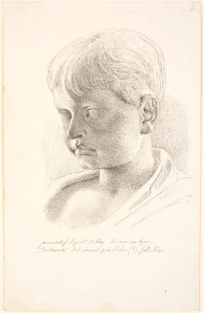 Britannicus hoved. 3/4 profil mod venstre