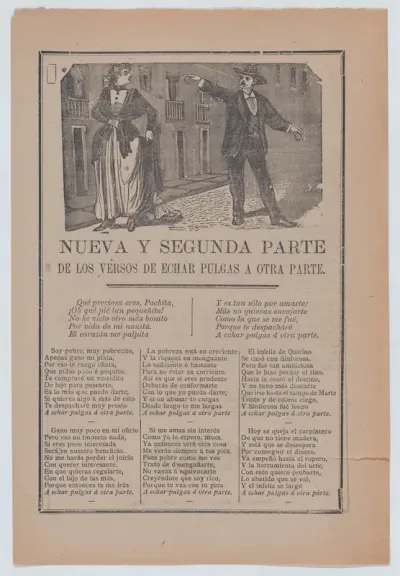 Broadsheet relating to a poor man who is in love with a wealthy woman but cannot provide for her, couple arguing on the street