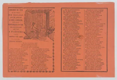 Broadsheet relating to life in prison, a man in his jail cell