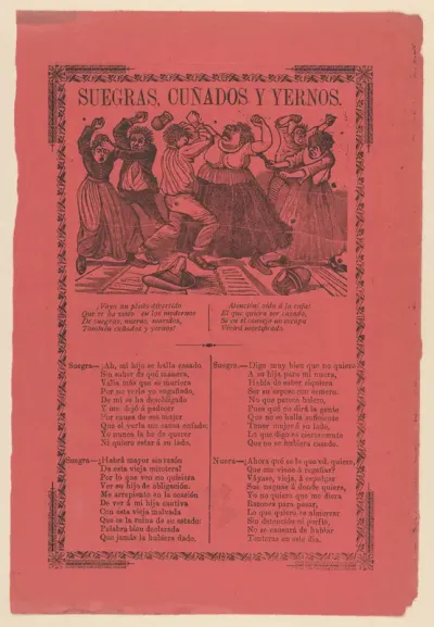 Broadsheet relating to mothers-in-law, brothers-in-law and sons fighting