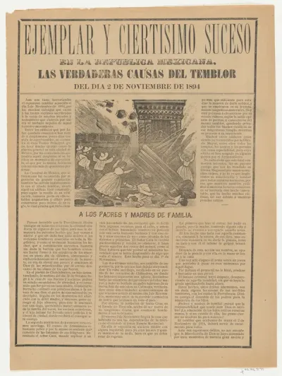 Broadsheet relating to the causes of the earthquake on 2 November 1894