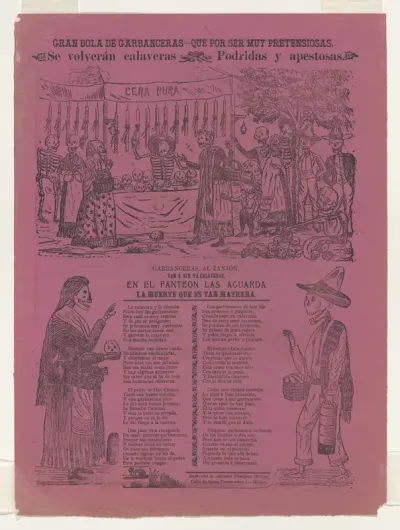 Broadsheet relating to the elegant and pretentious skeletons that become decayed and fetid