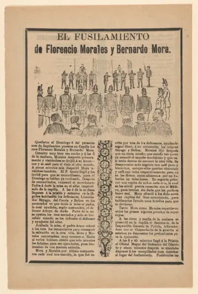 Broadsheet relating to the execution of Florencio Morales and Bernardo Mora