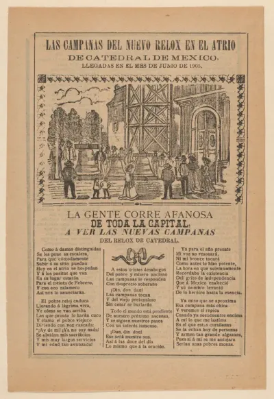 Broadsheet relating to the new clock installed in the cathedral in Mexico City in June 1905