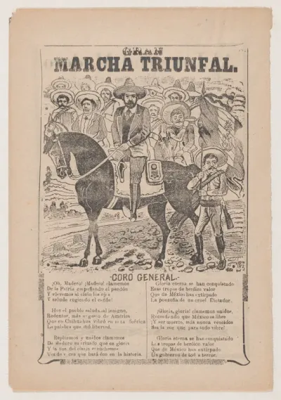 Broadsheet relating to the triumphal march of Francisco Madero