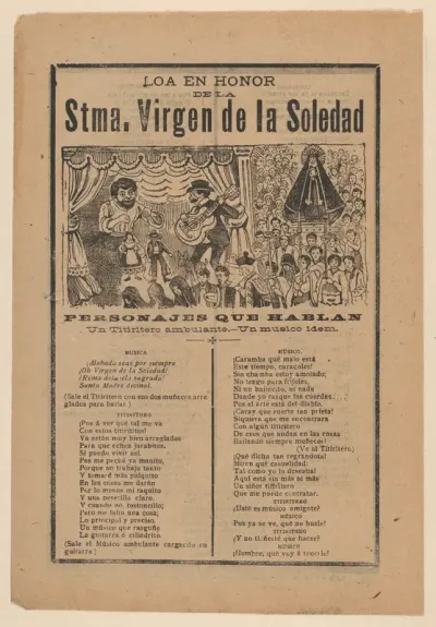 Broadsheet with a song in honour of the Holy Virgin of Solitude (Stma. Virgen de la Soledad)