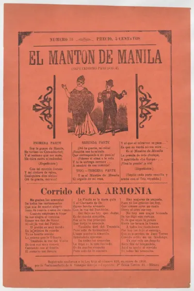 Broadsheet with songs for a two-step dance, a couple dancing