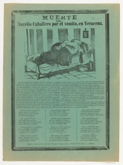 Broadside relating to Aurelio Cabellero who died from vomiting