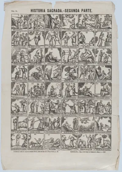 Broadside with 48 scenes illustrating passages of holy scripture (Part II)