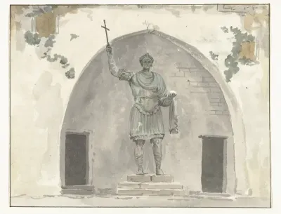 Bronzen beeld van keizer op het marktplein van Barletta