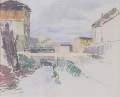 Brook, brigde and houses (Feuerbach in Klagenfurt)