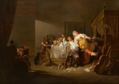 Brothel Scene, with Figures Making Merry and Playing Music
