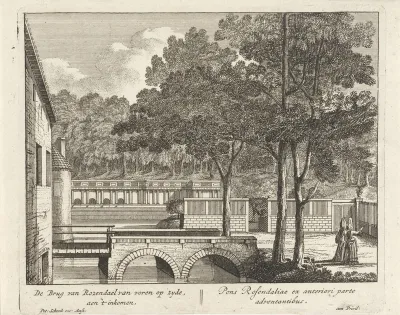 Brug bij de ingang Kasteel Rosendael, van opzij gezien
