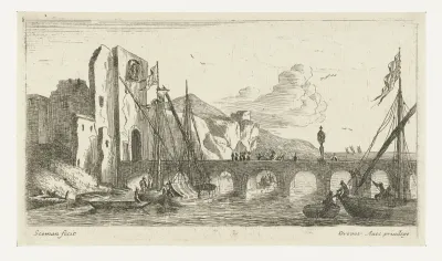 Brug bij een ruïne