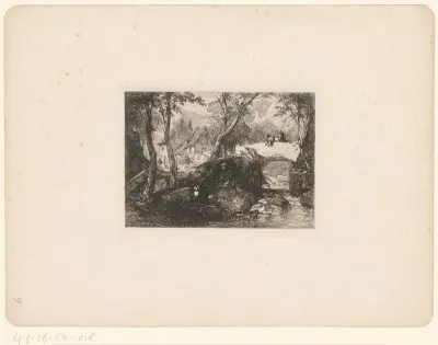 Brug en een huis in een berglandschap