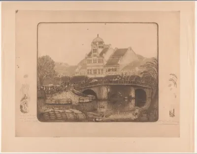 Brug en kantoorgebouw in Batavia