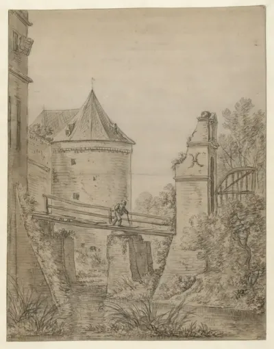 Brug over de slotgracht van kasteel Boetzelaer